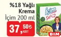 İÇİM %18 YAĞLI KREMA 200 ML fiyat ve kampanya bilgisi